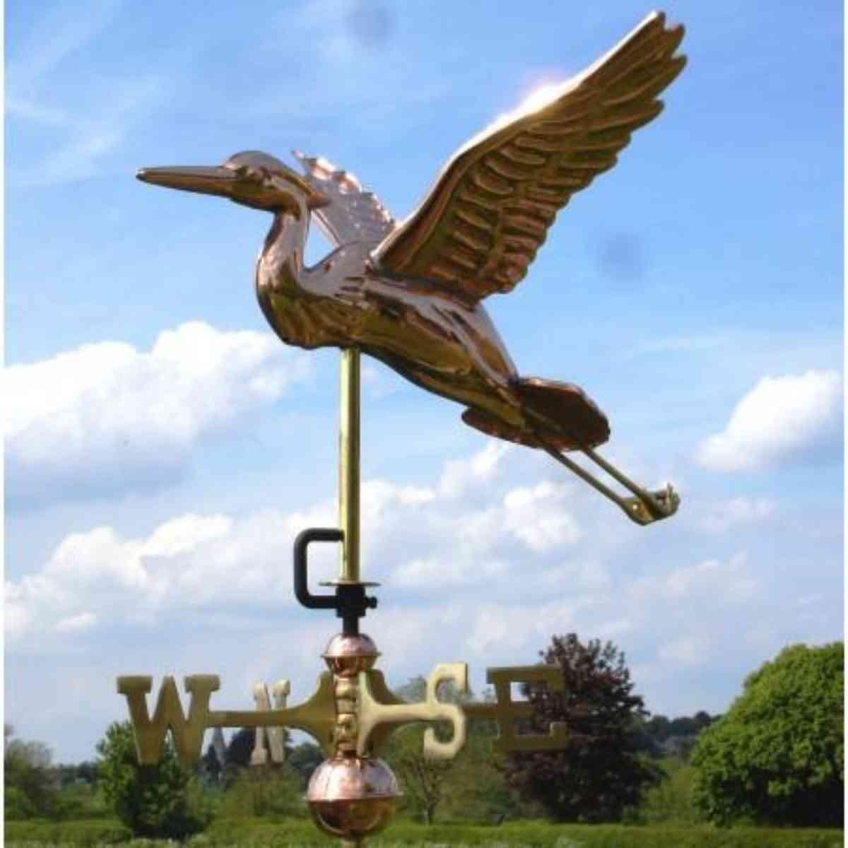 Medium copper blue heron weathervane