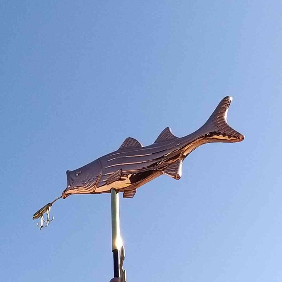 Medium copper fish and lure weathervane