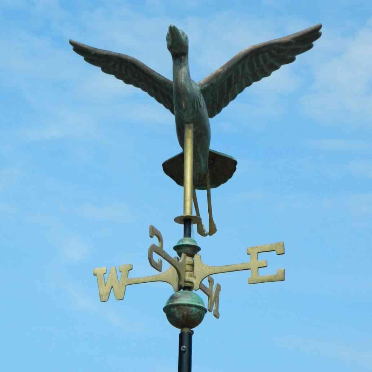 Medium vintage copper verdigris blue heron weathervane