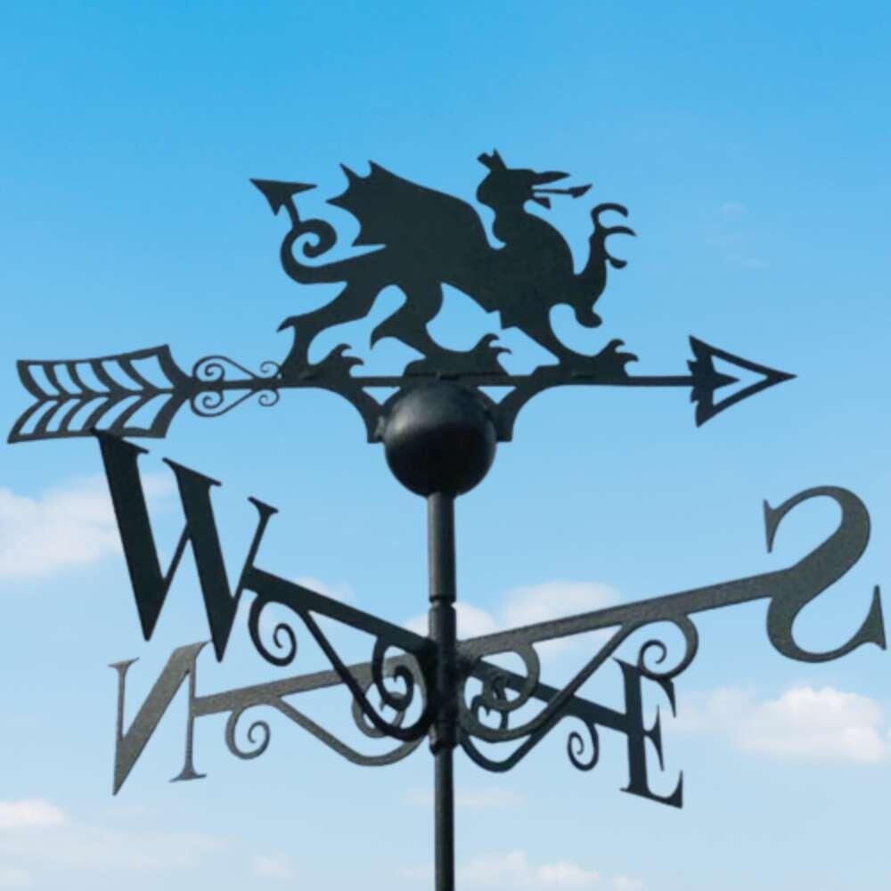Welsh dragon weathervane on a ridge tile finial fitting with multiple angle options