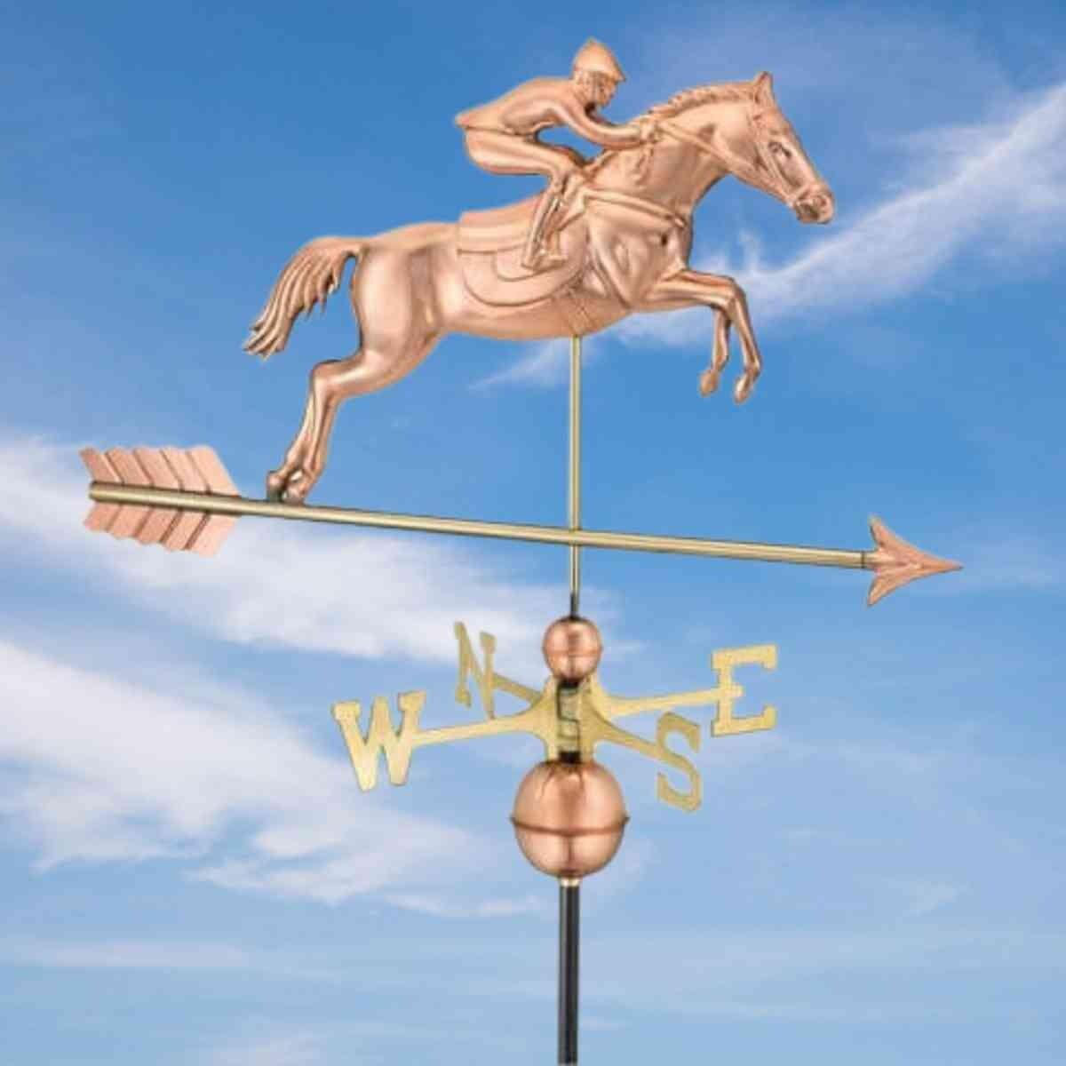 Large copper jumping horse weathervane