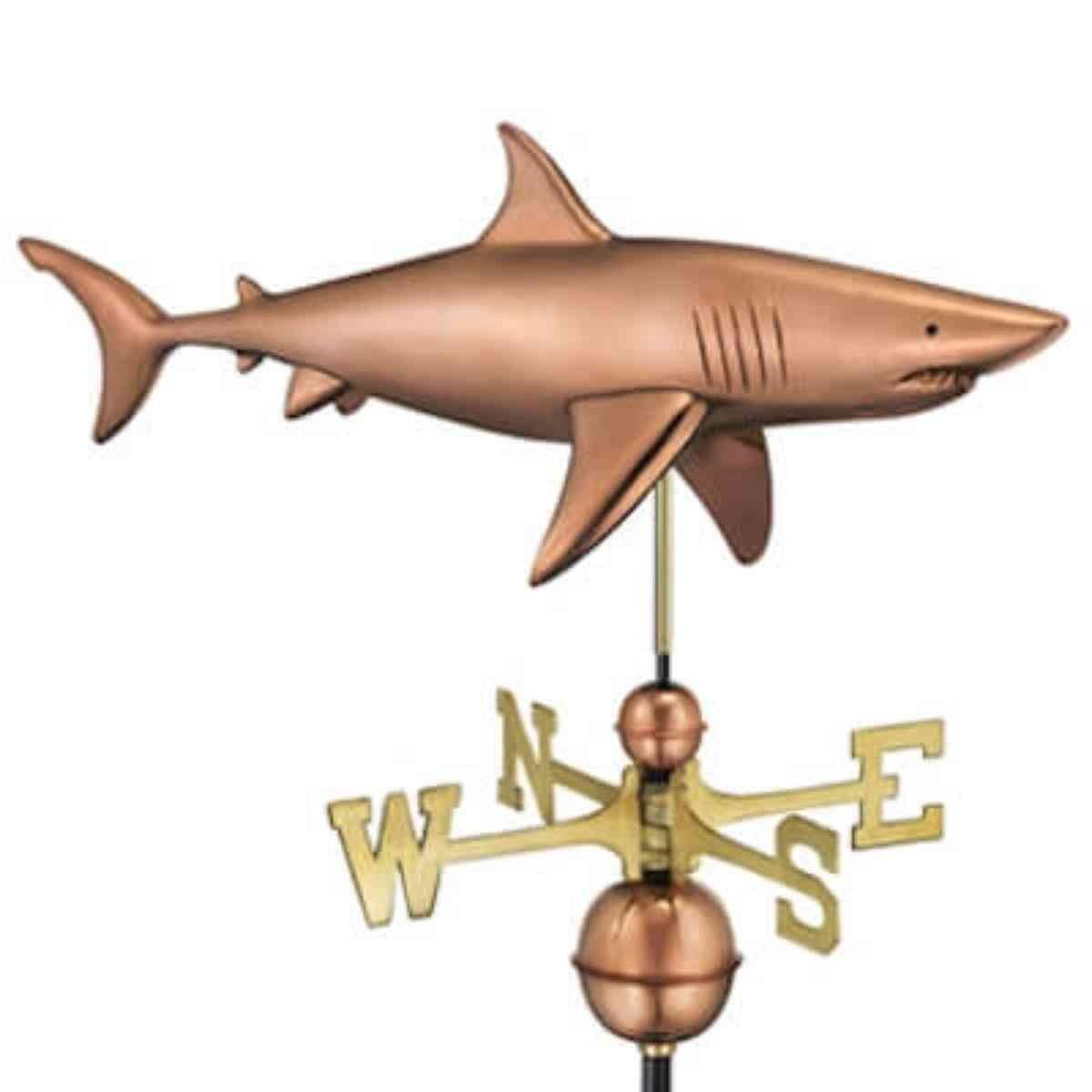 Large copper shark weathervane