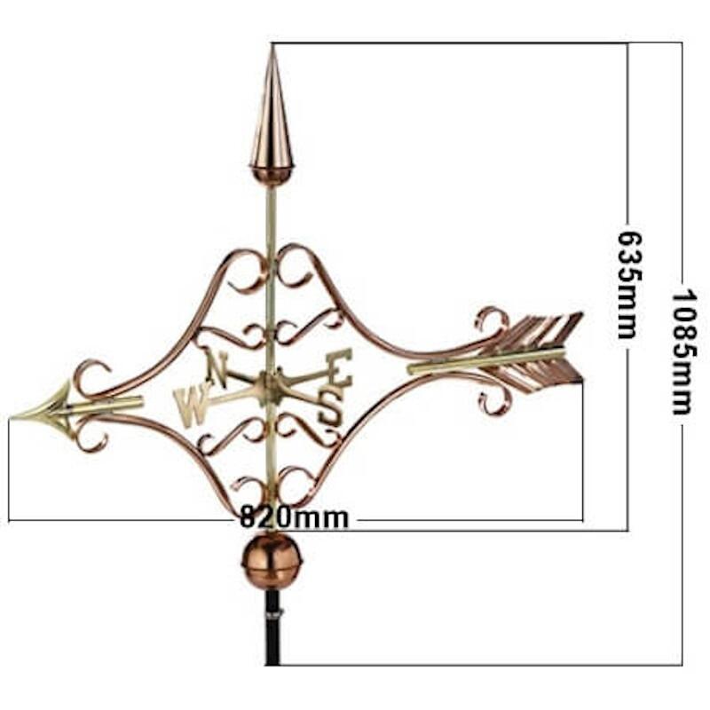 Large copper victorian arrow weathervane