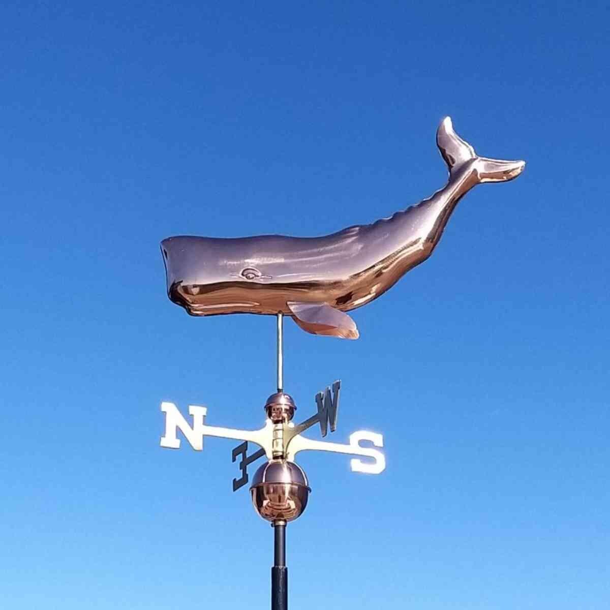 Large copper whale weathervane
