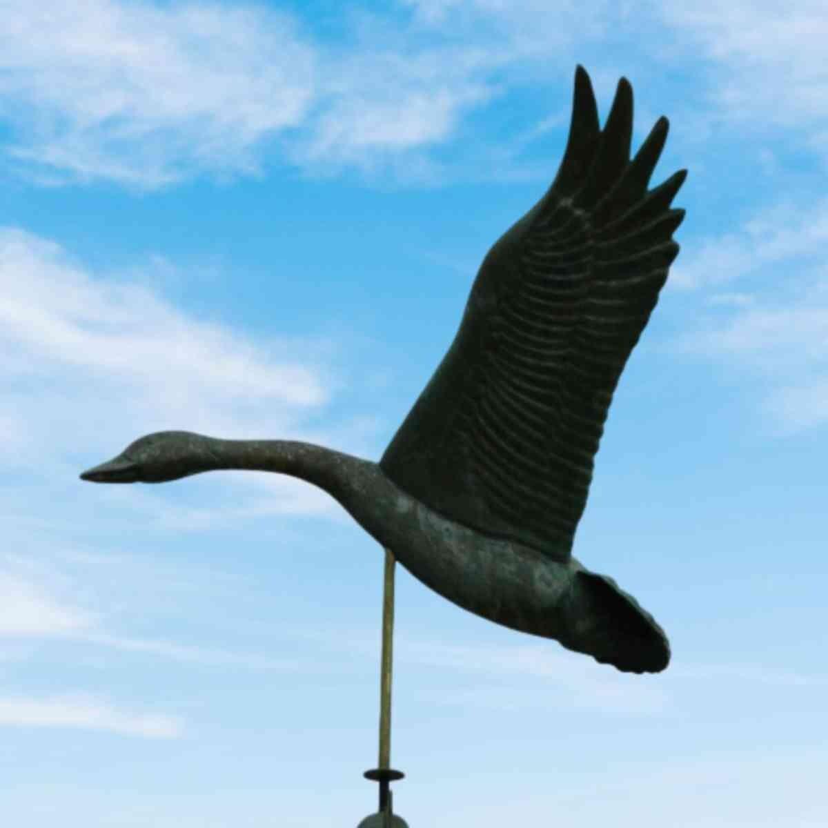 Large pure copper goose weathervane aged weathered verdigris