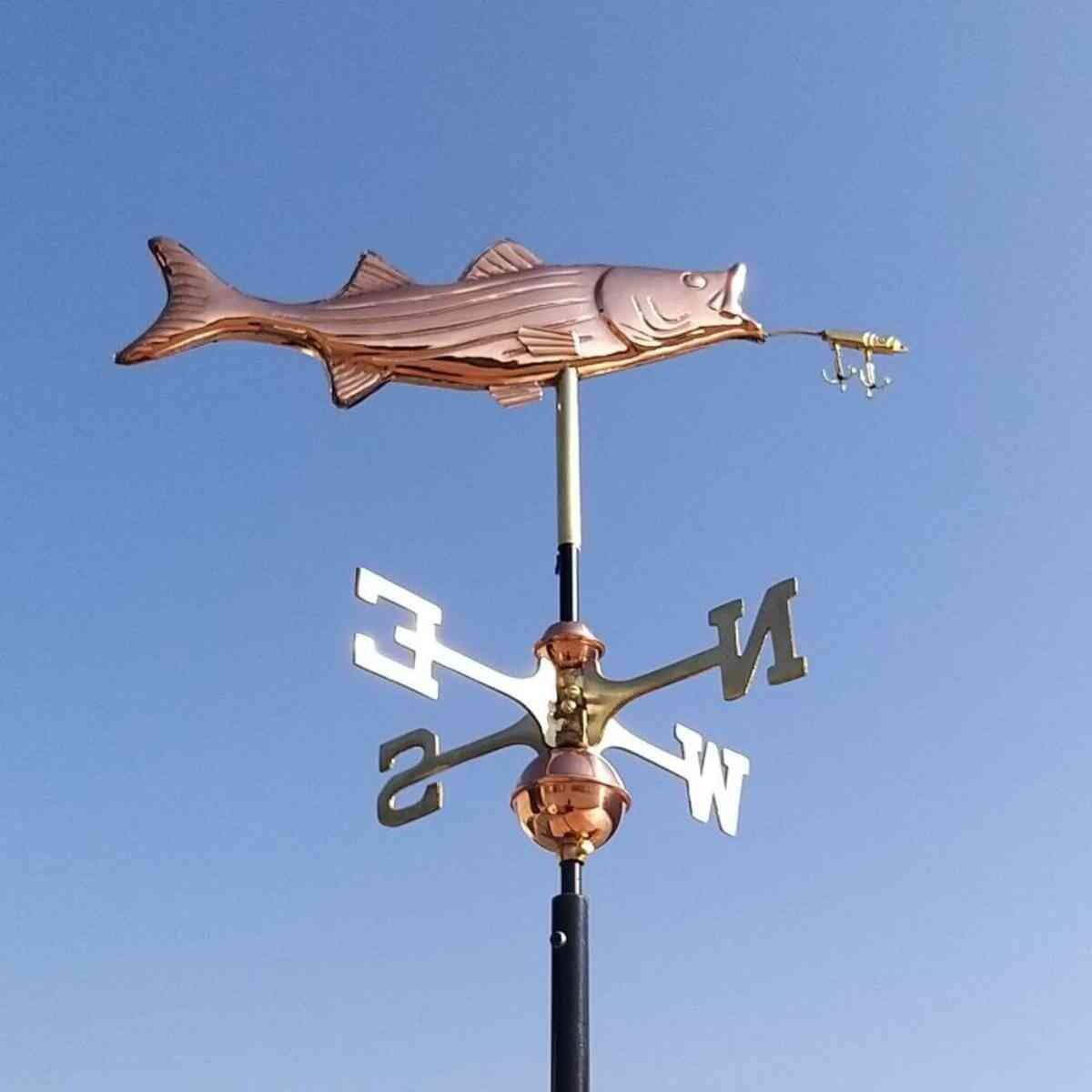 Medium copper fish and lure weathervane