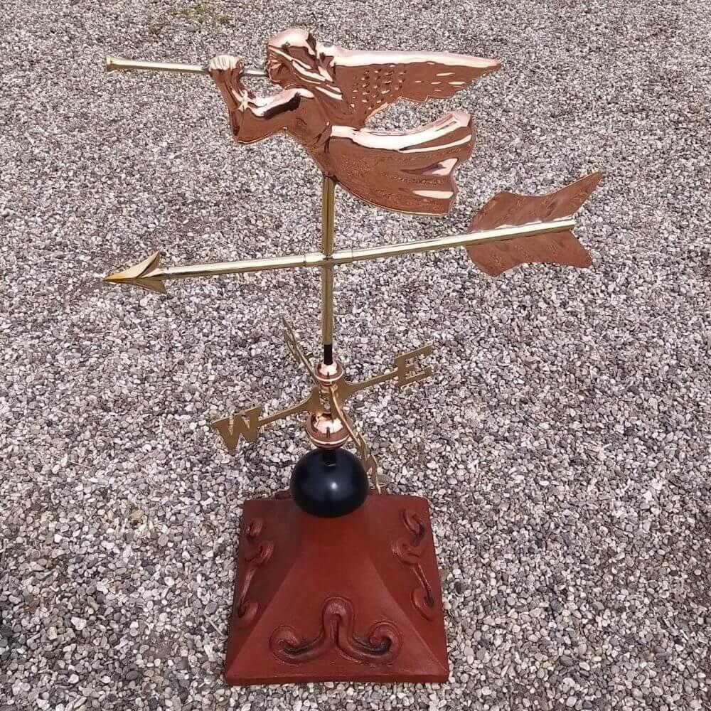 Angel weathervane supplied on a square ridge tile