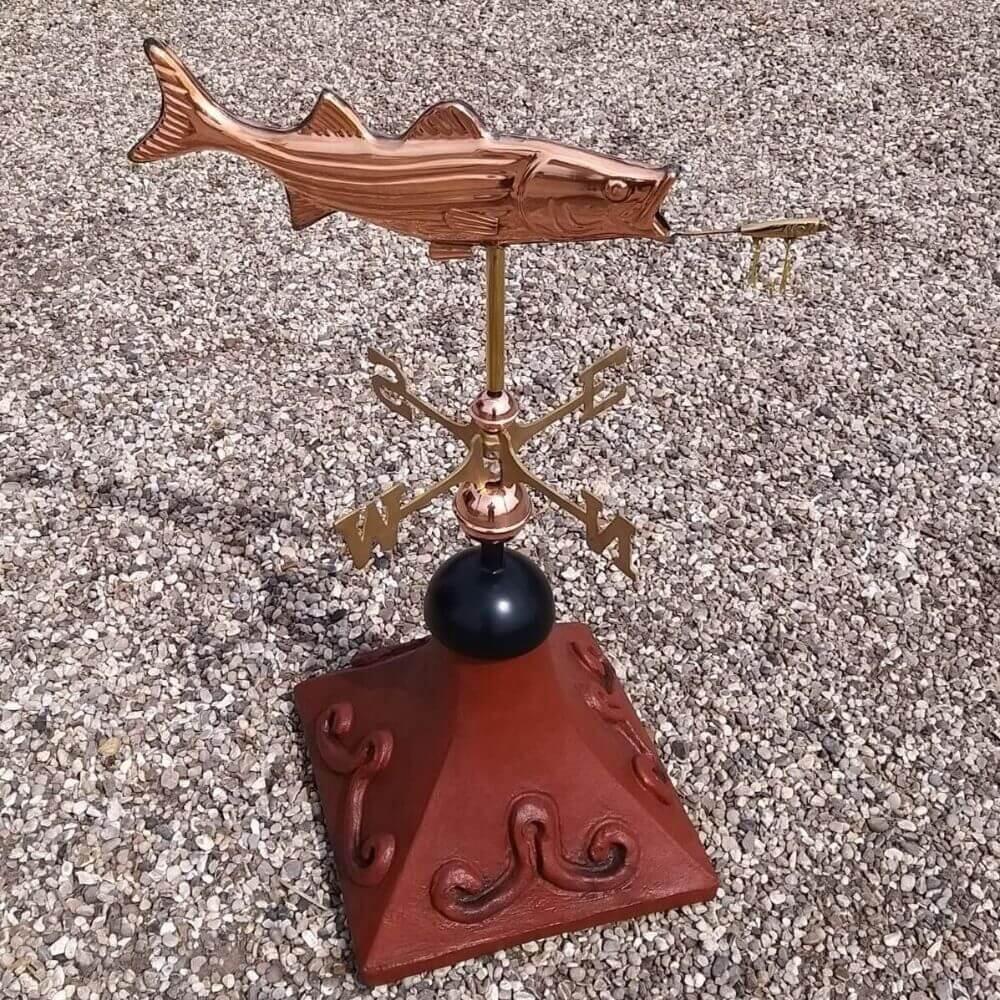Fish weathervane supplied on a square ridge tile
