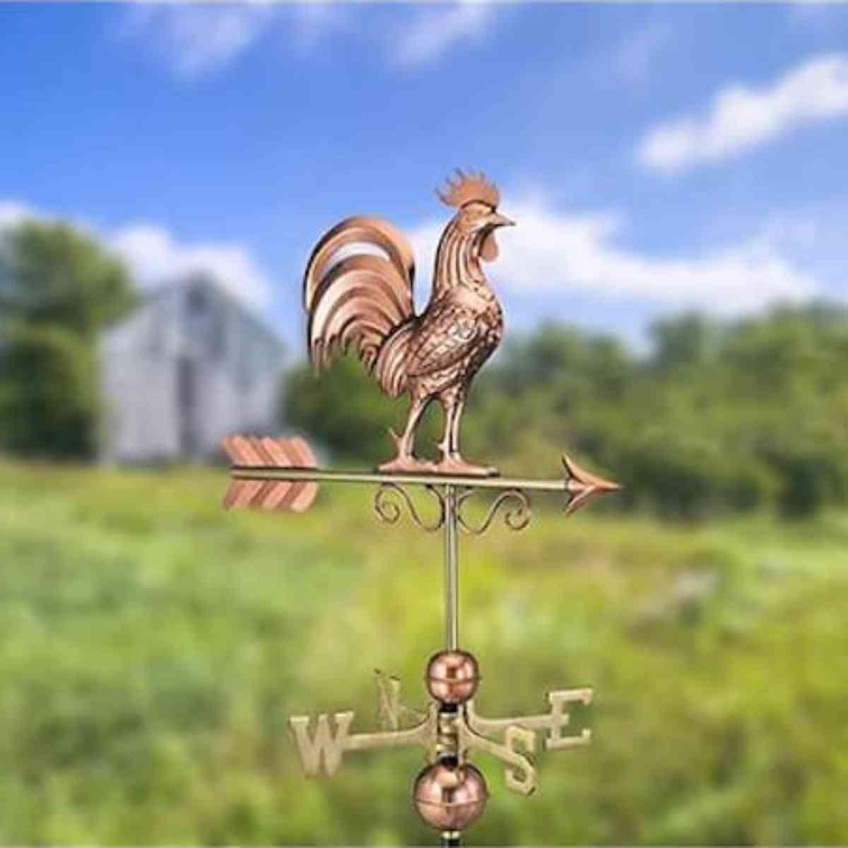 Large copper bantam rooster weathervane