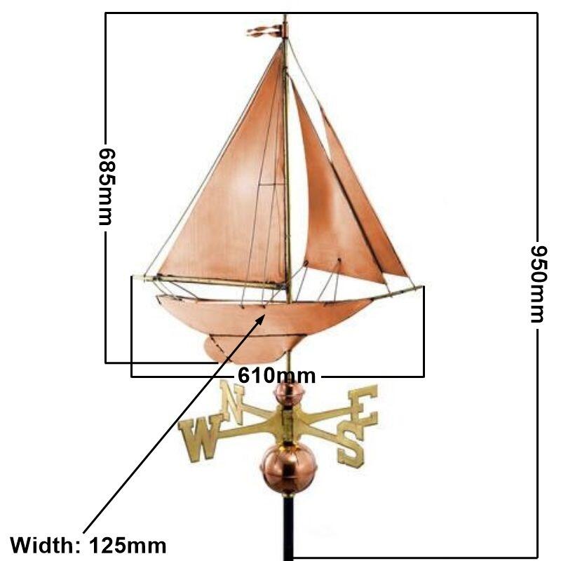 Large copper racing yacht weathervane