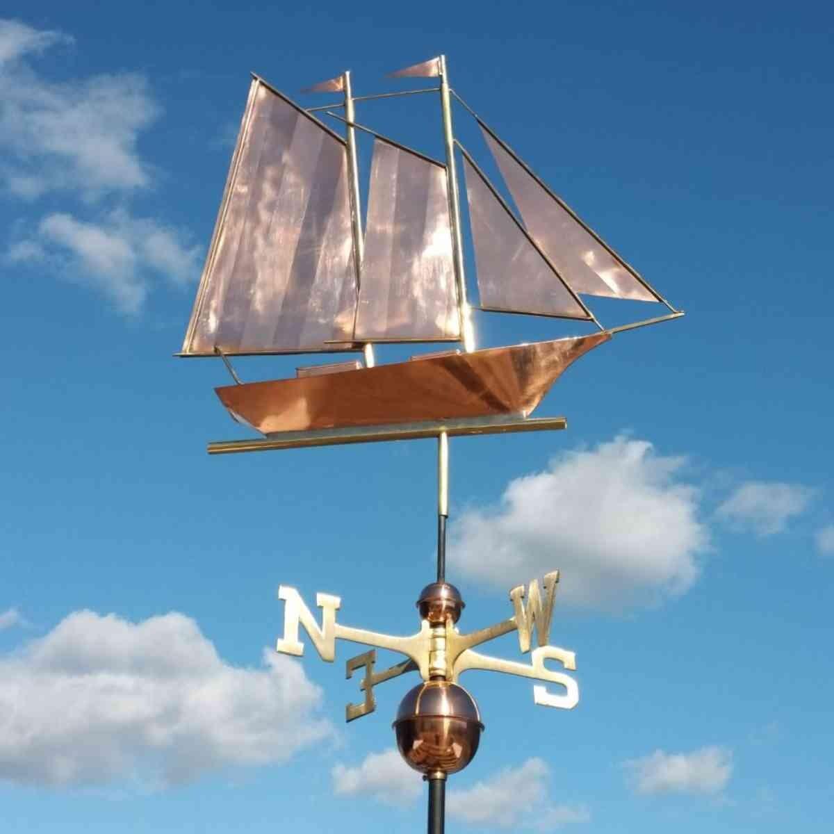 Large copper schooner weathervane