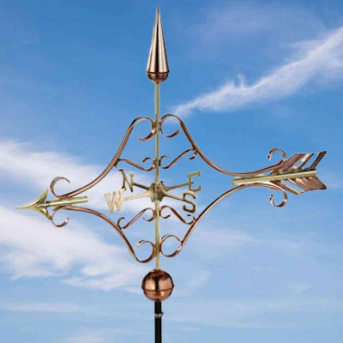 Large copper victorian arrow weathervane