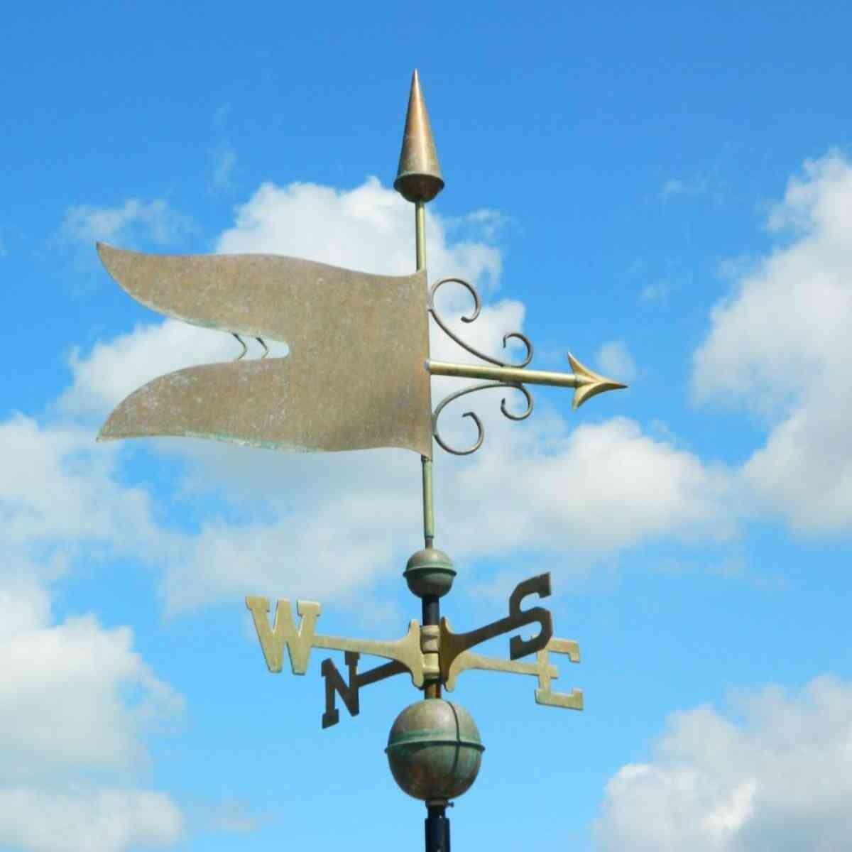 Large handmade copper vintage banner weathervane