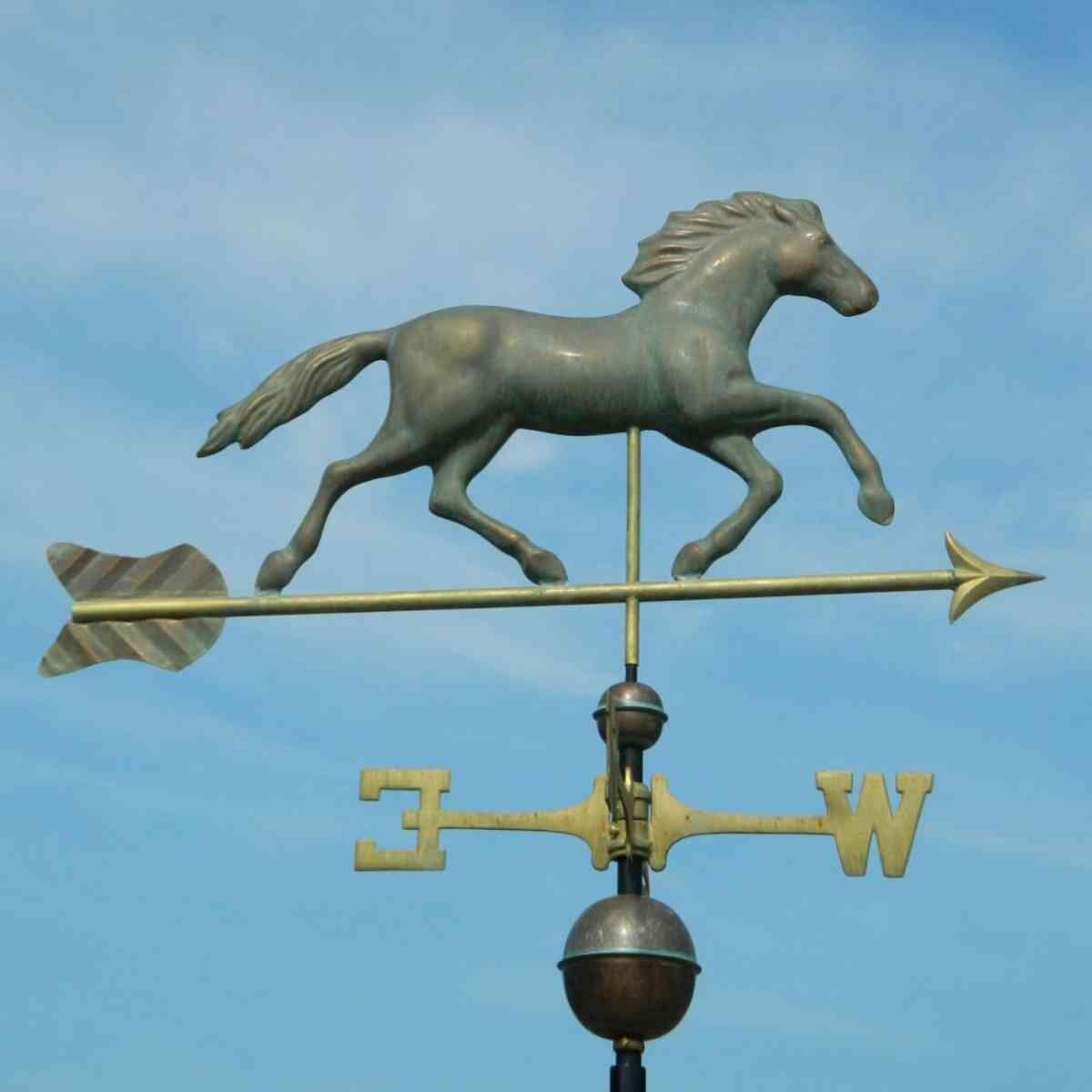 Large pure copper antique weathered horse weathervane