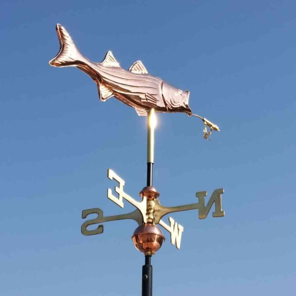 Medium copper fish and lure weathervane
