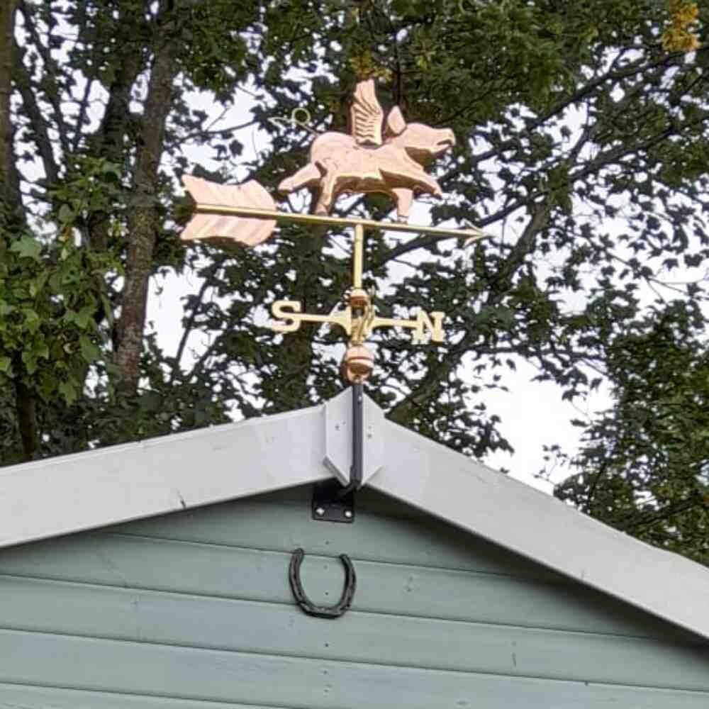 Medium copper flying pig weathervane