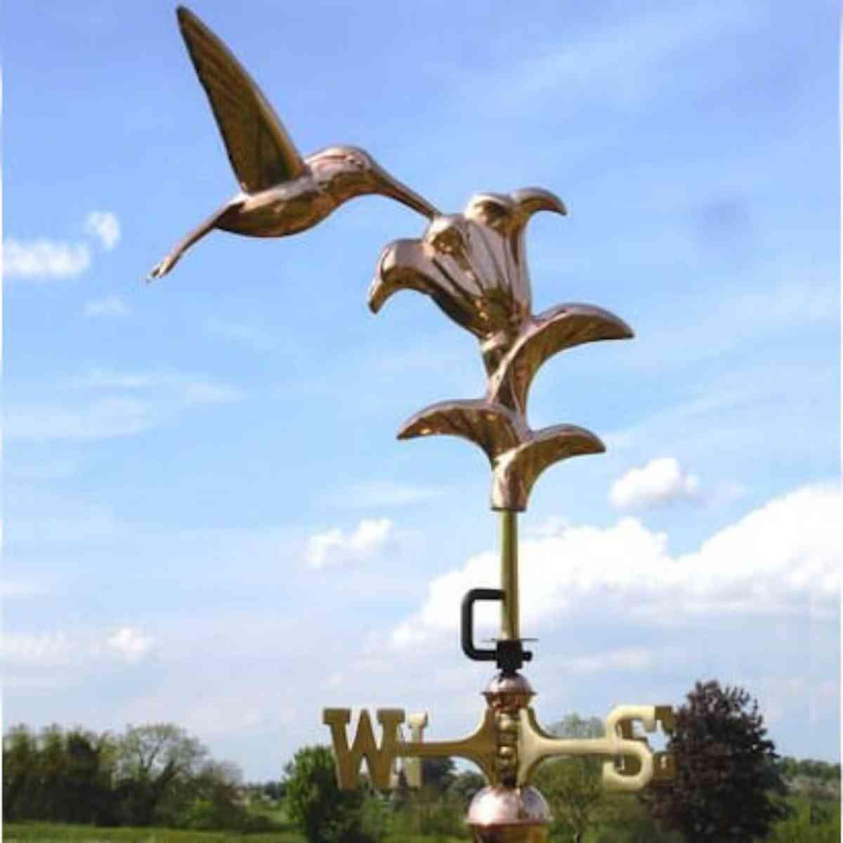 Medium copper hummingbird weathervane