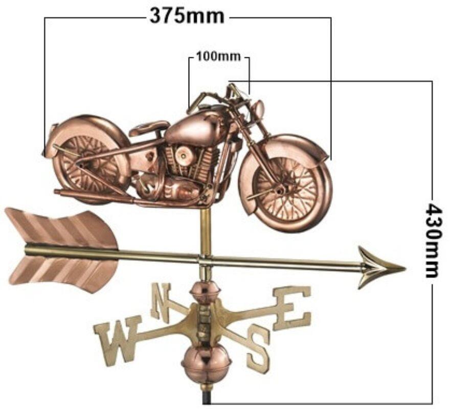 Medium copper motorcycle weathervane
