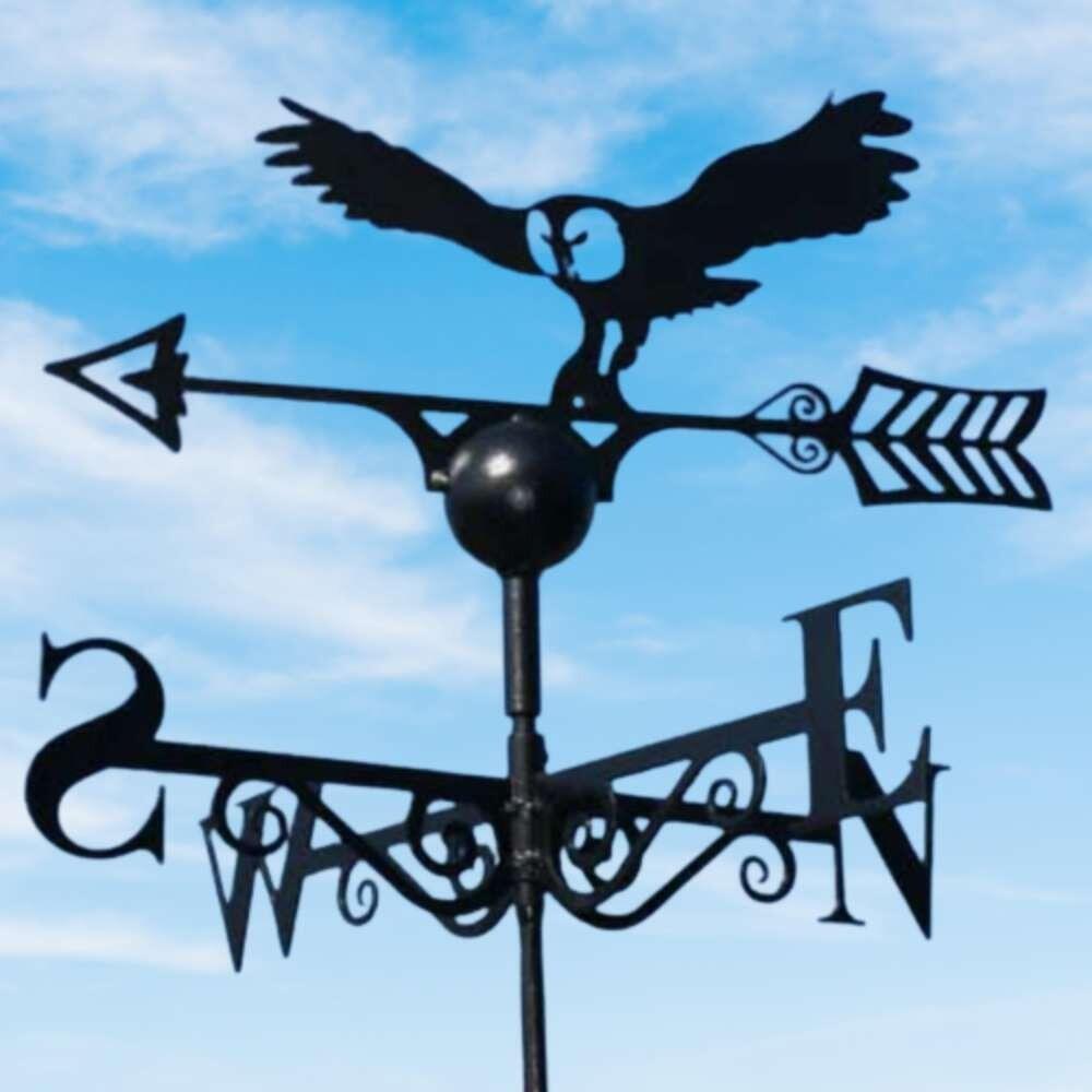 Owl weathervane supplied on a round ridge tile finial capping