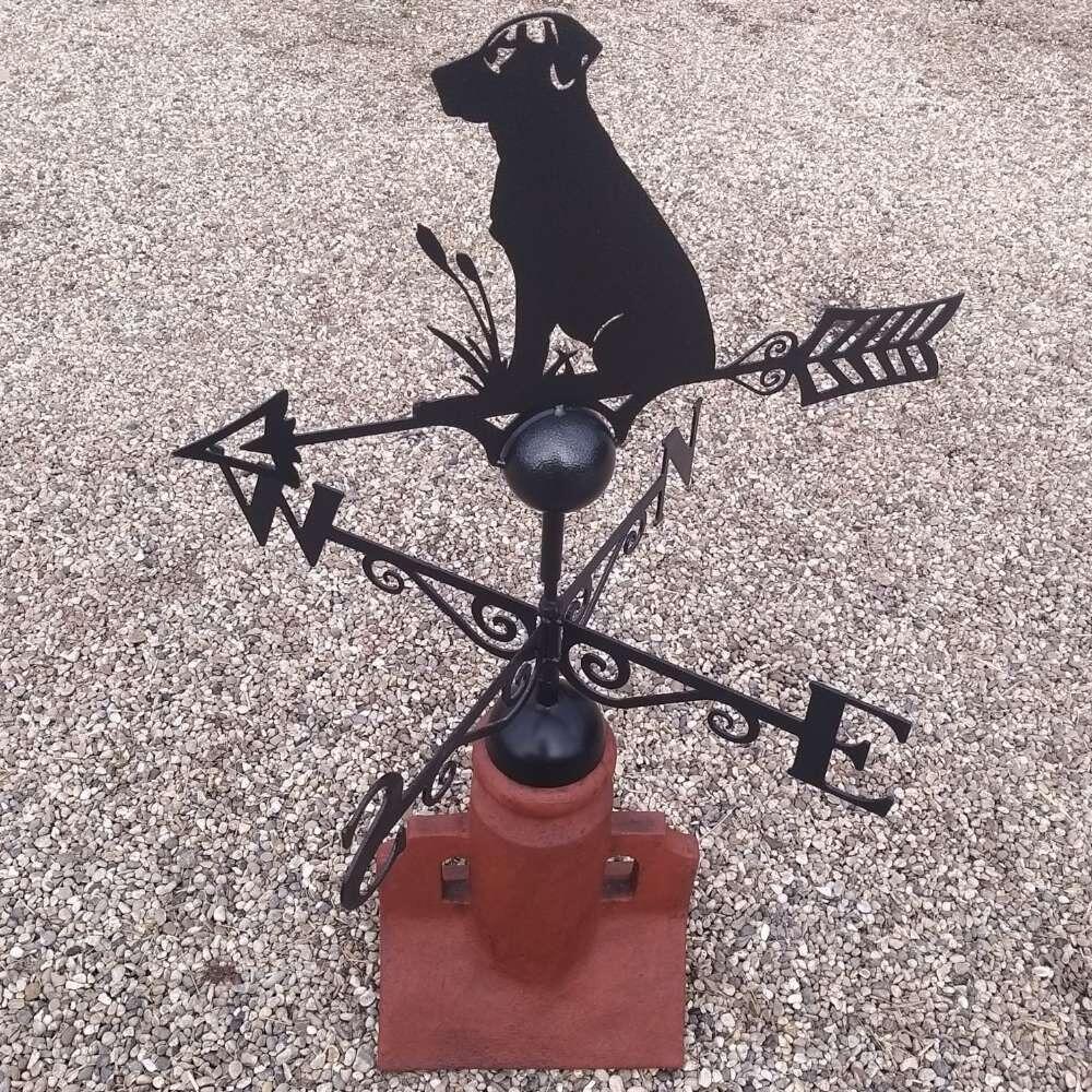 Labrador weathervane supplied on a 45 degree ridge tile finial