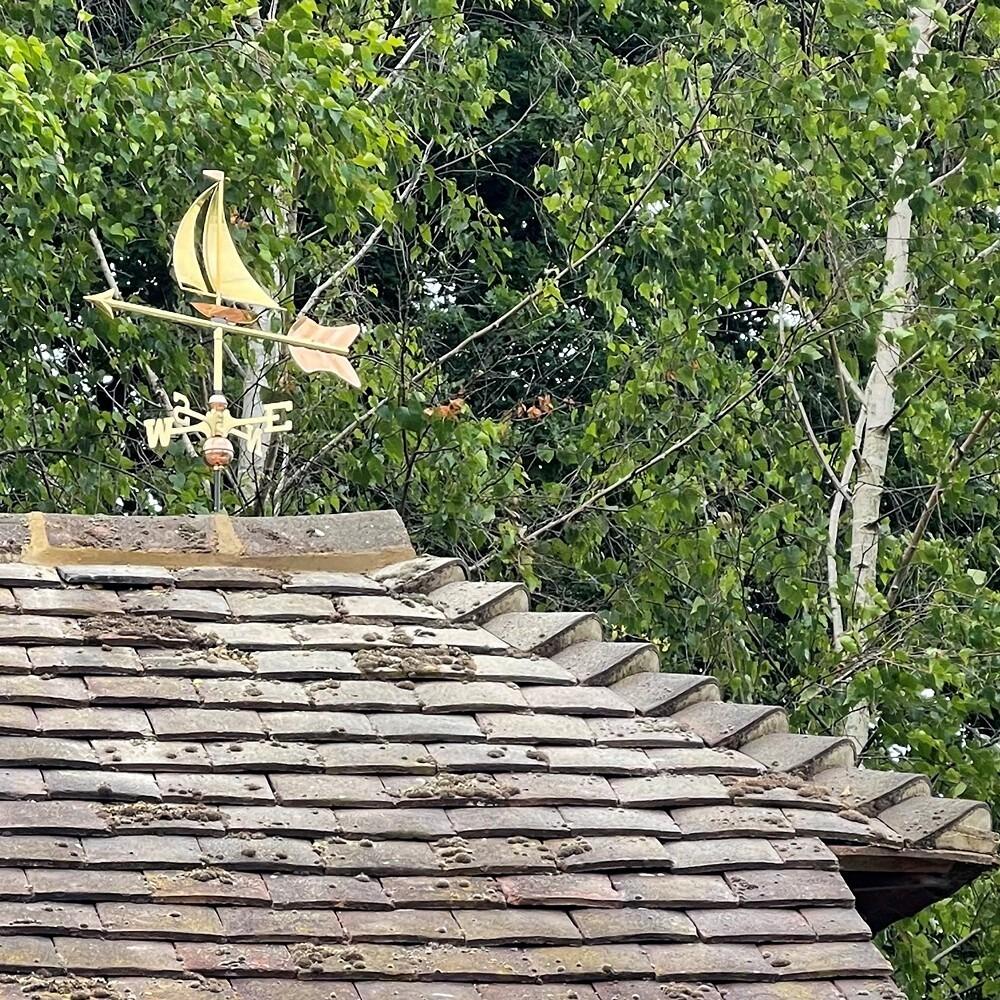 Medium copper sailboat weathervane