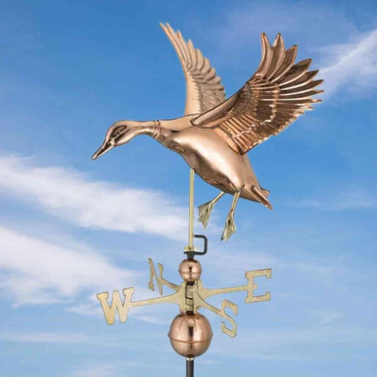 Large copper landing duck weathervane