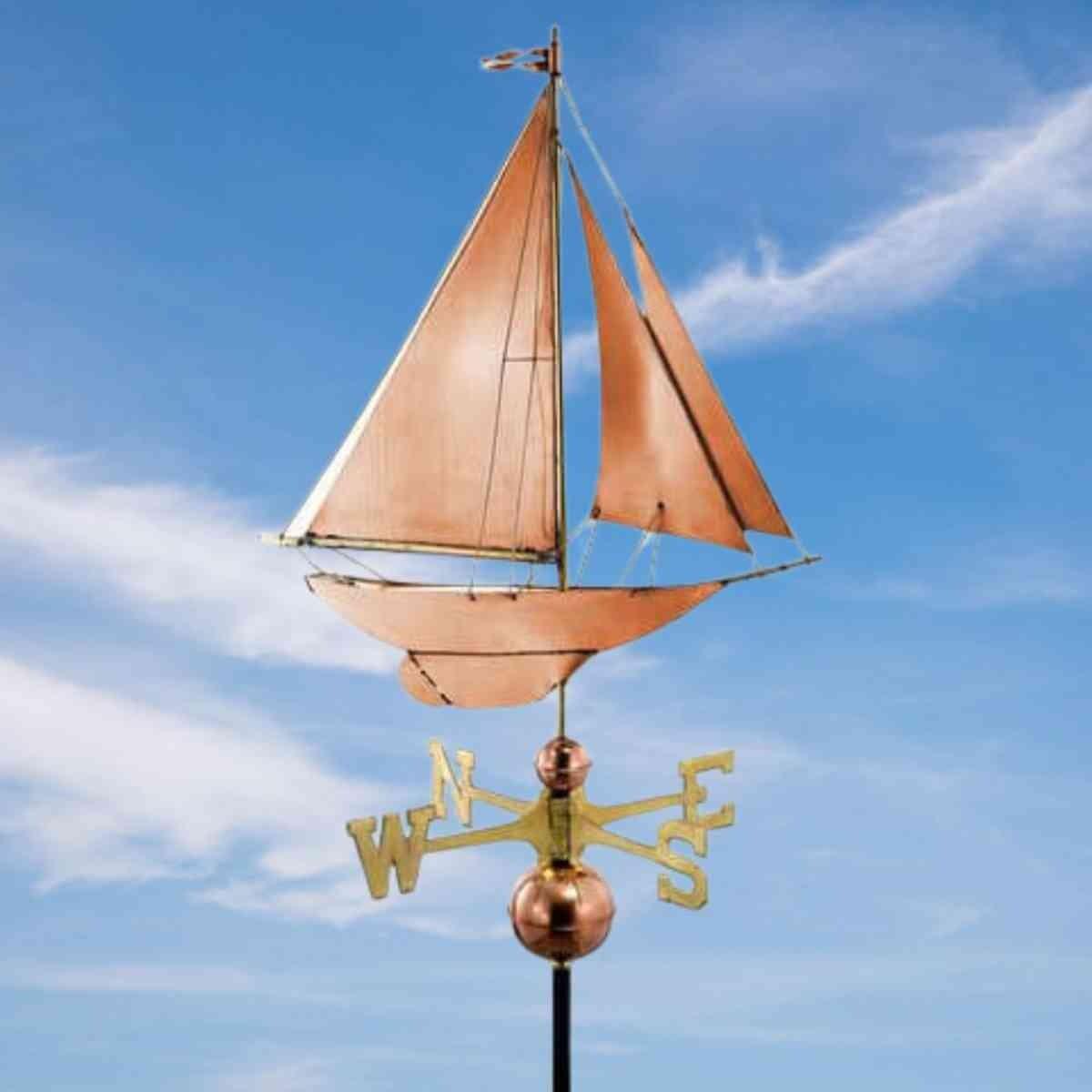 Large copper racing yacht weathervane