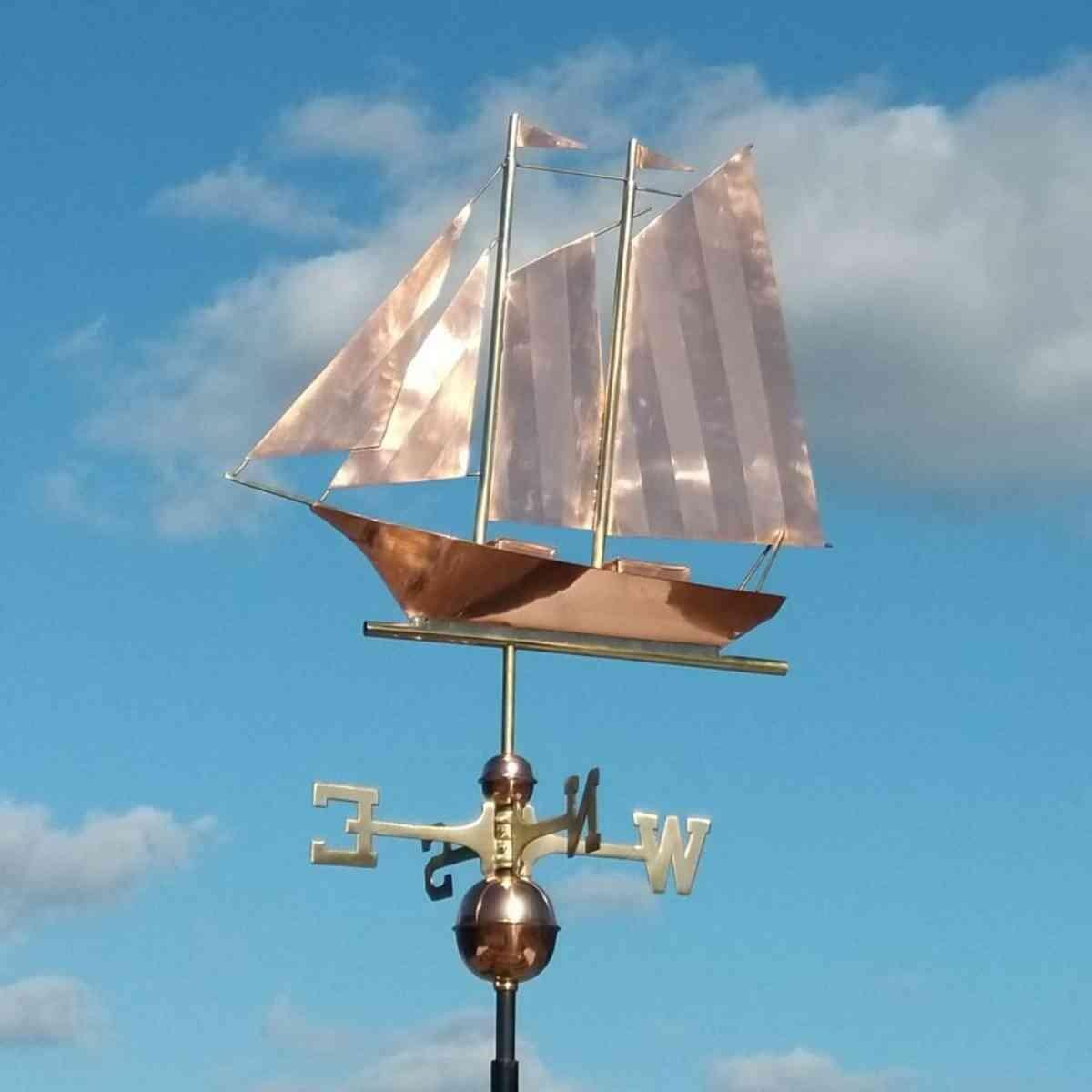 Large copper schooner weathervane