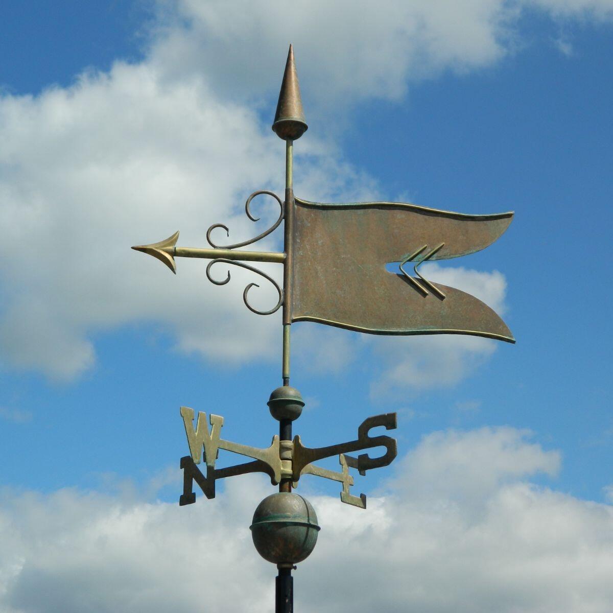 Large handmade copper vintage banner weathervane
