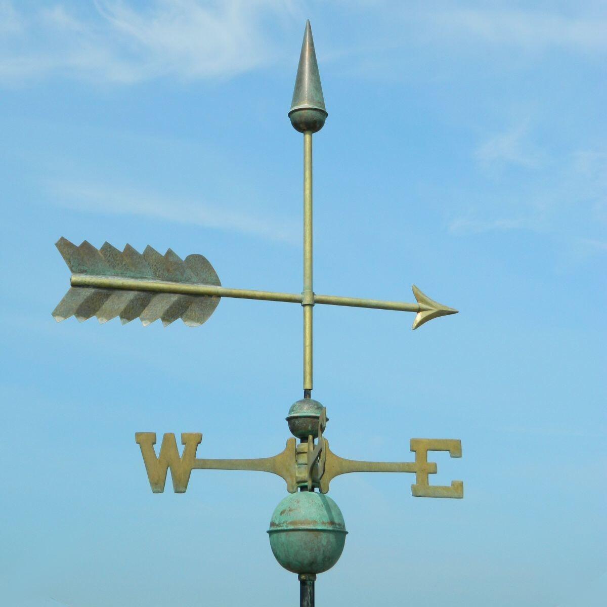 Large pure copper aged arrow weathervane