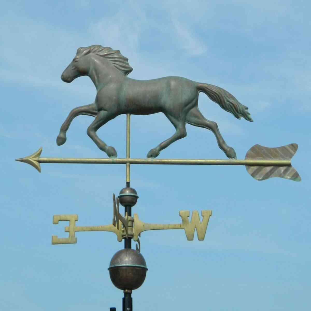 Large pure copper antique weathered horse weathervane