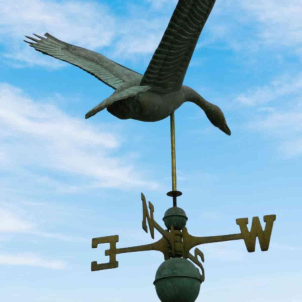 Large pure copper goose weathervane aged weathered verdigris