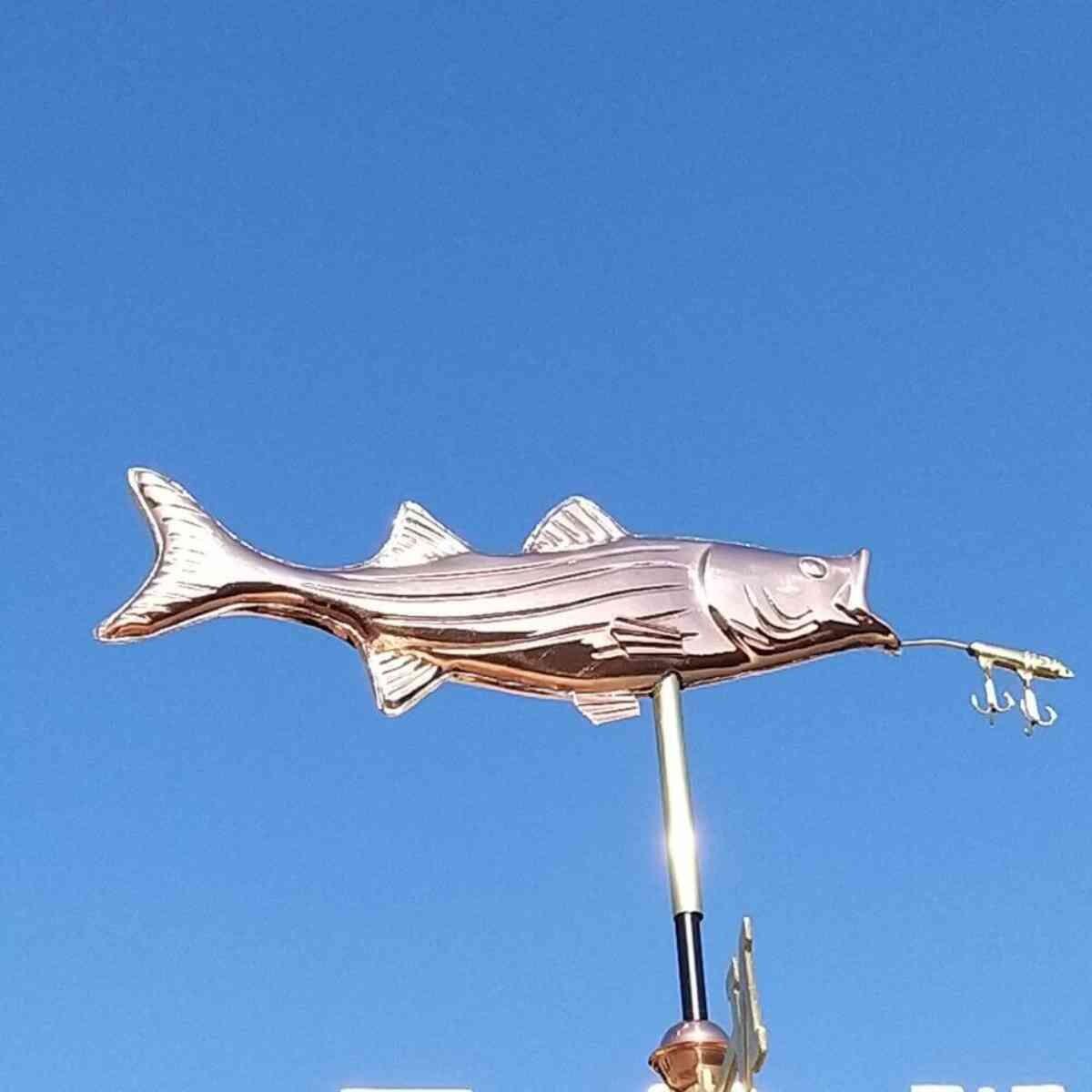 Medium copper fish and lure weathervane