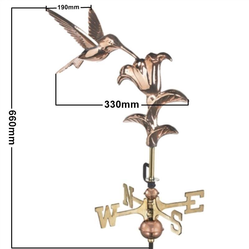 Medium copper hummingbird weathervane