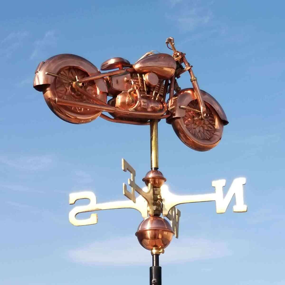 Medium copper motorcycle weathervane