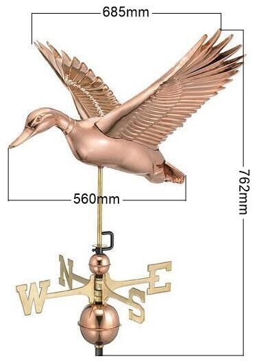 Large copper flying duck weathervane