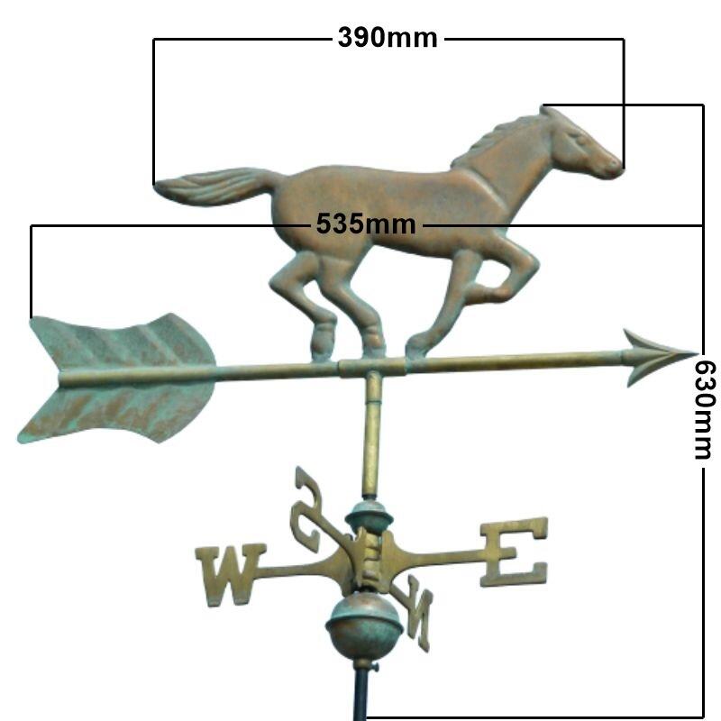 Medium hand crafted pure copper verdigris horse weathervane
