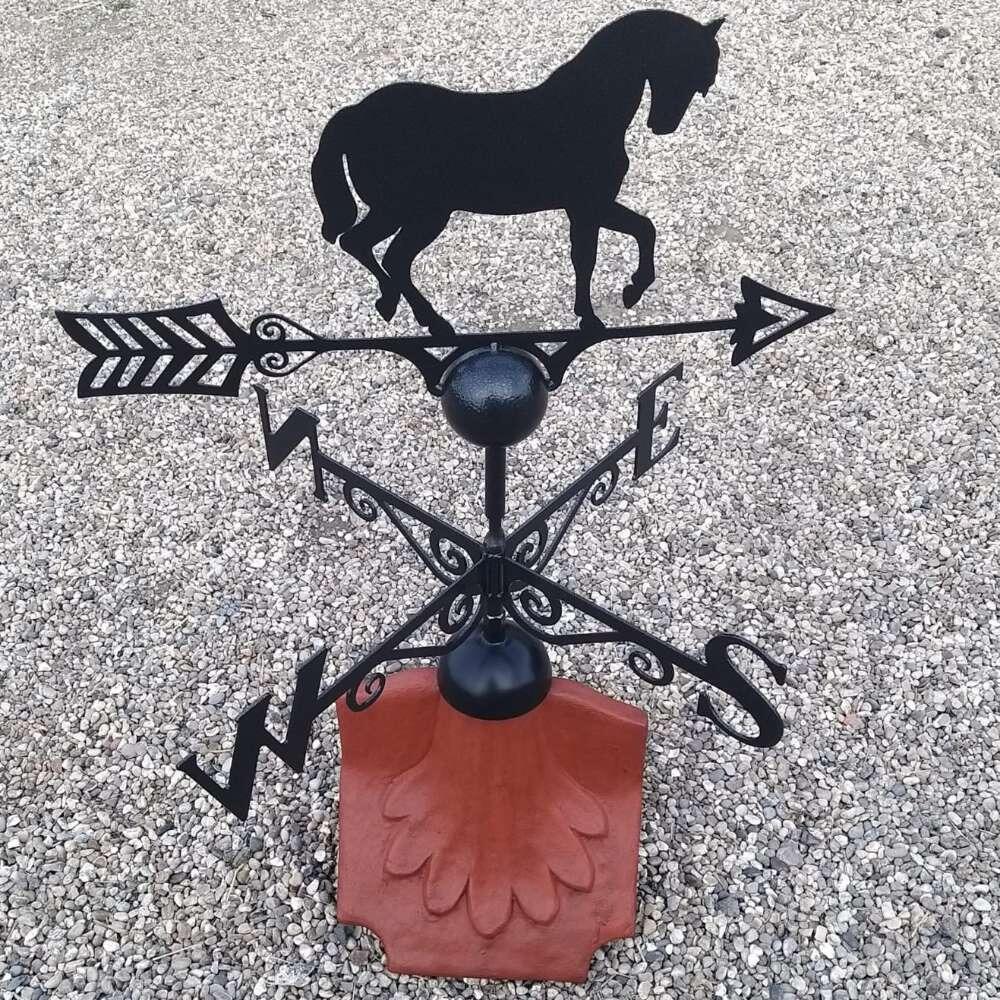 Horse weathervane on a ridge tile finial fitting with multiple angle options