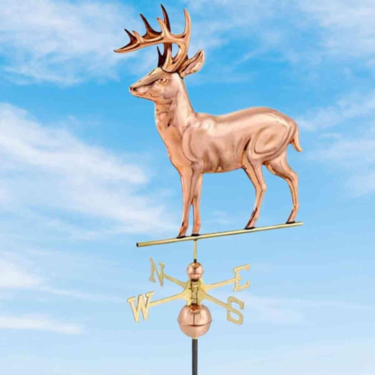Large copper deer weathervane