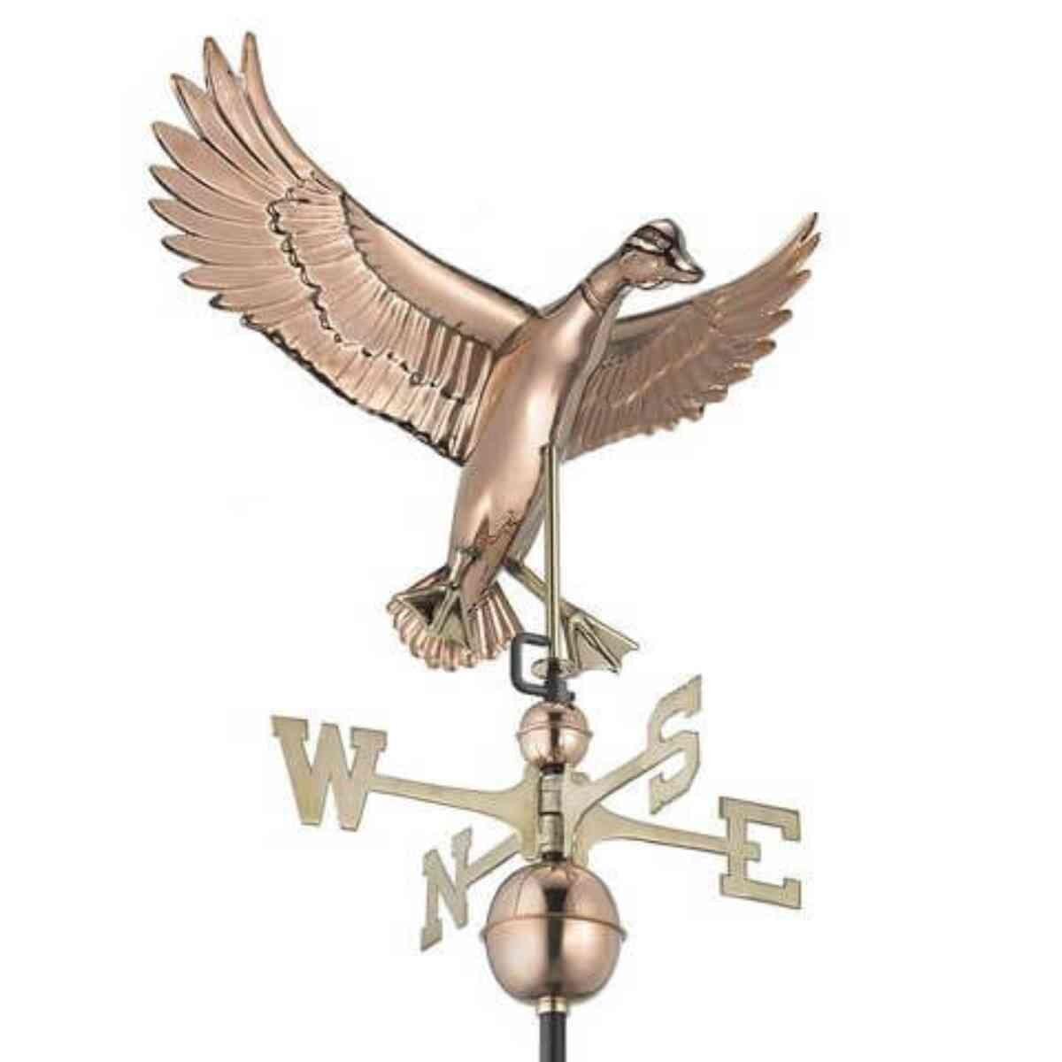 Large copper landing duck weathervane