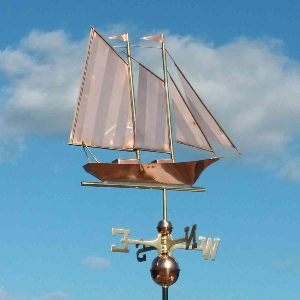 Large copper schooner weathervane