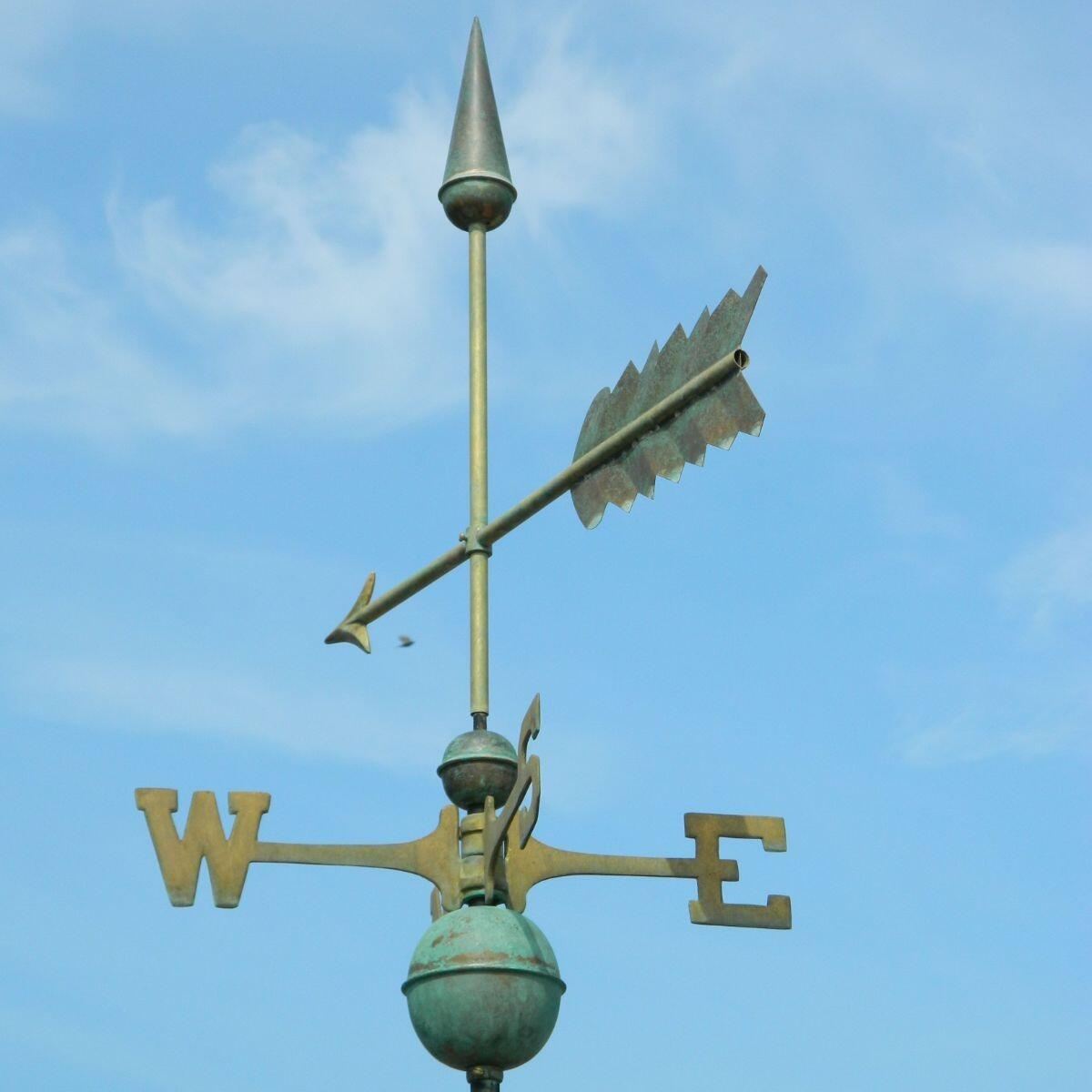Large pure copper aged arrow weathervane