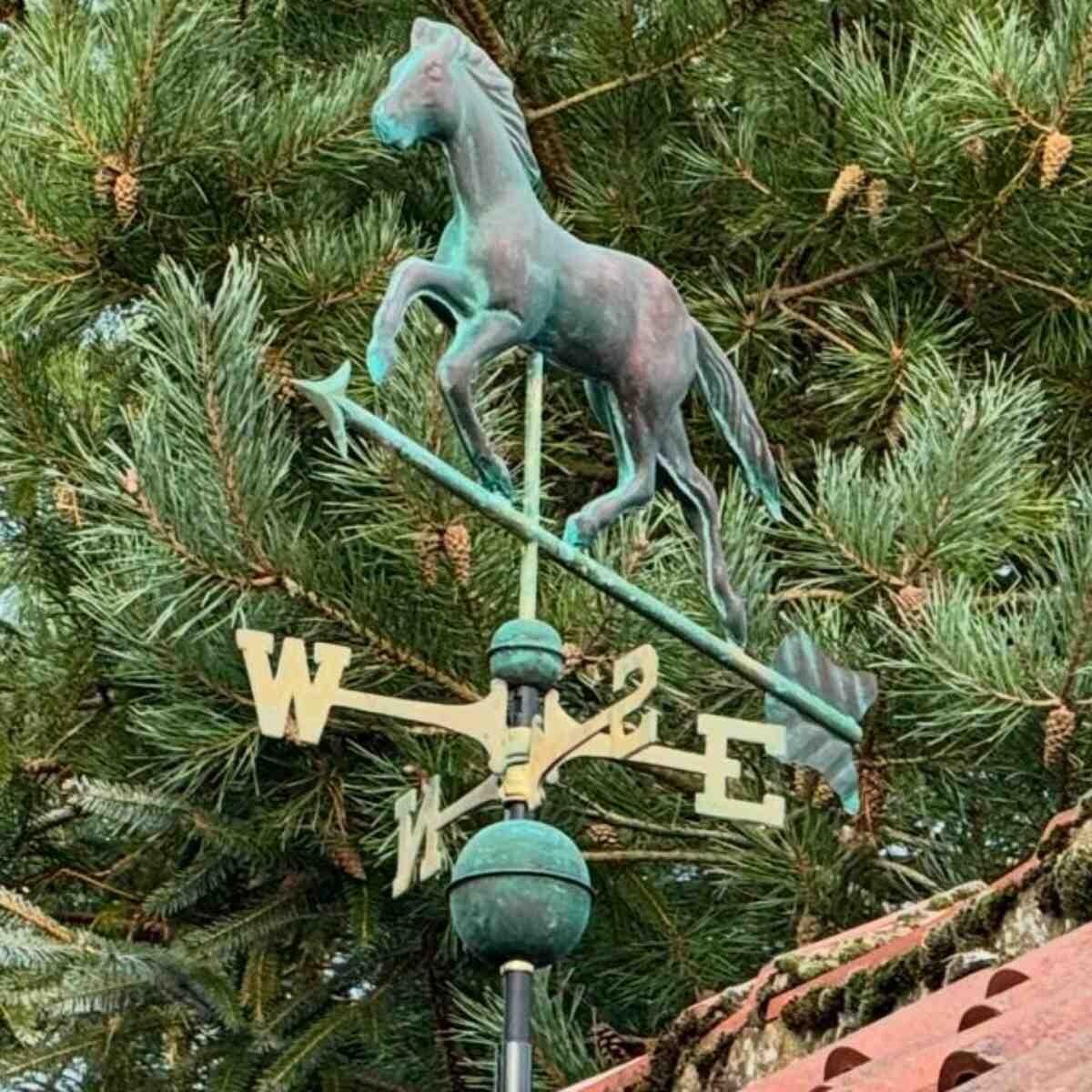 Large pure copper antique weathered horse weathervane