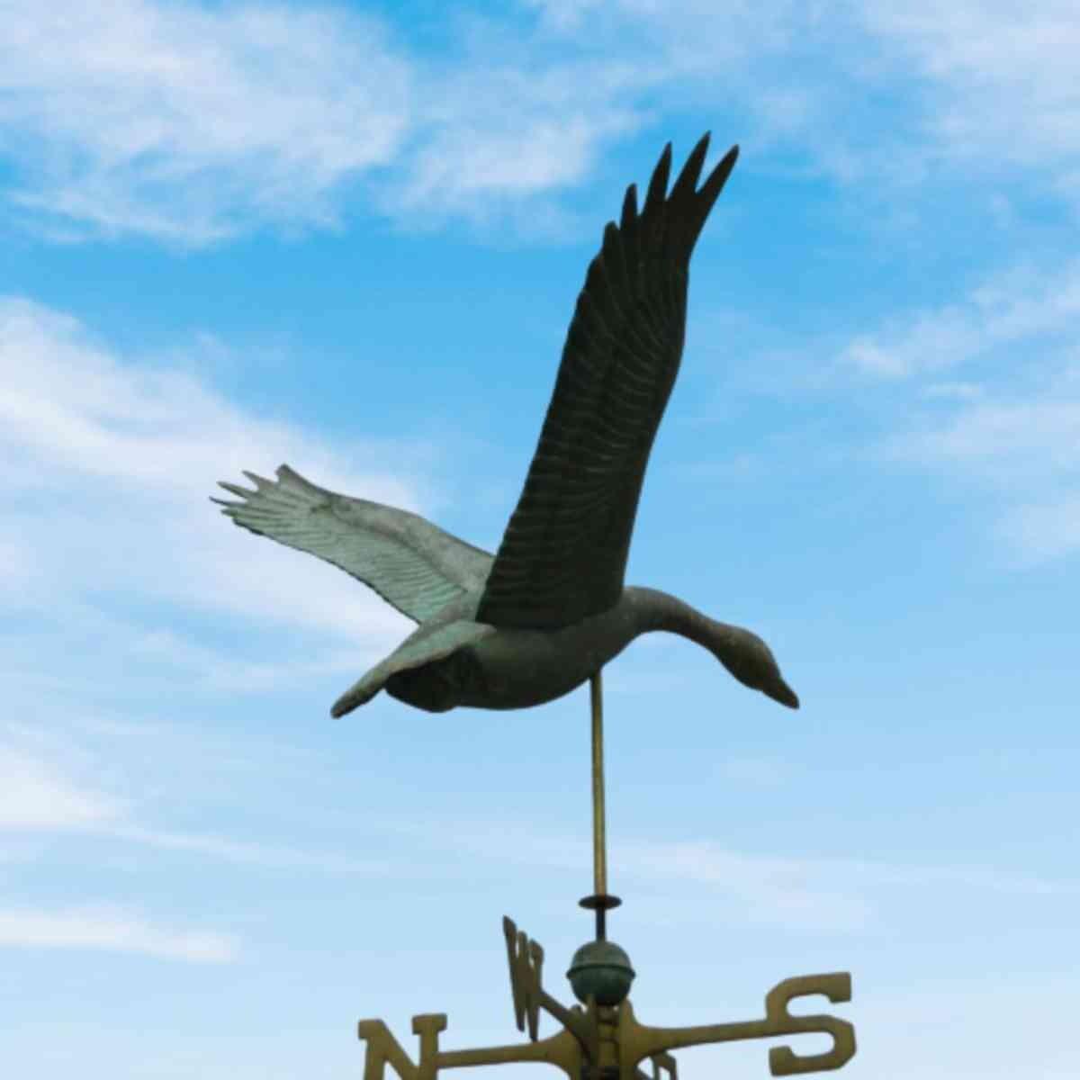 Large pure copper goose weathervane aged weathered verdigris