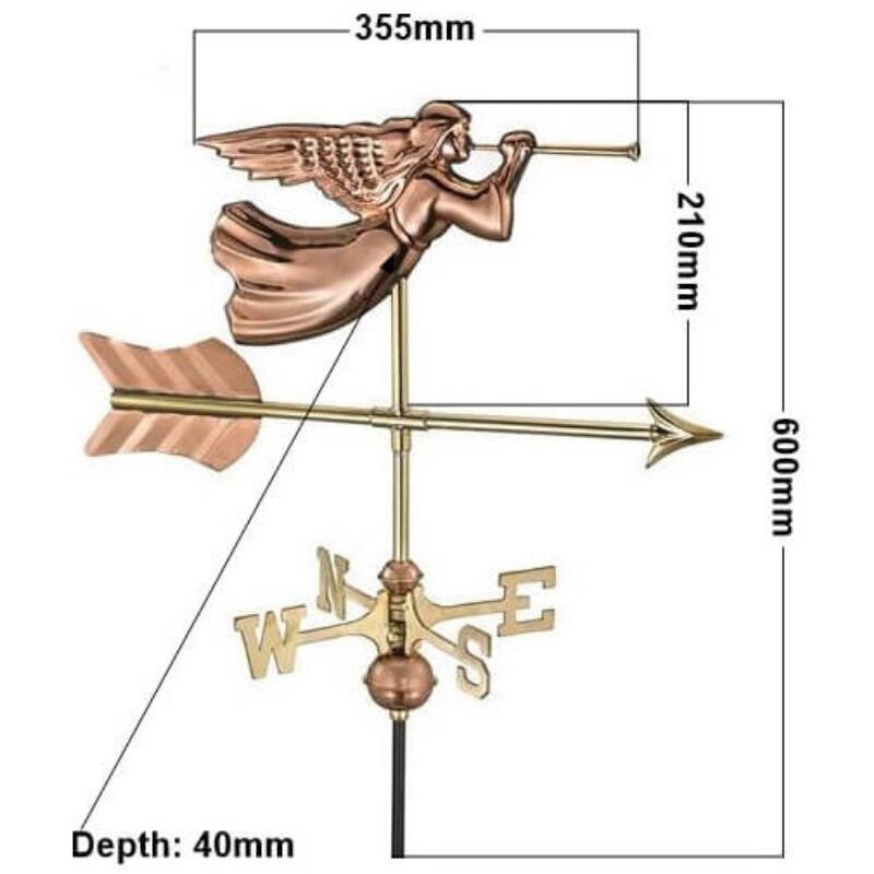 Medium copper angel weathervane