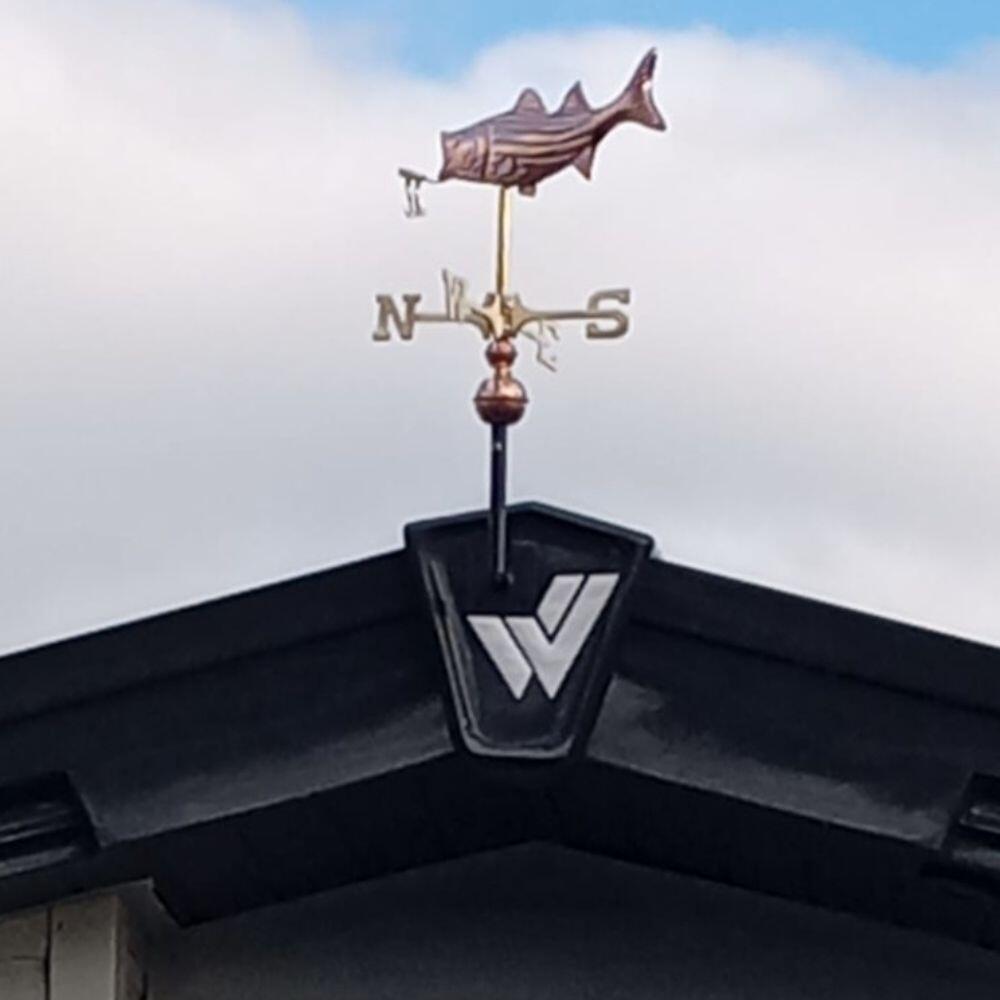 Medium copper fish and lure weathervane