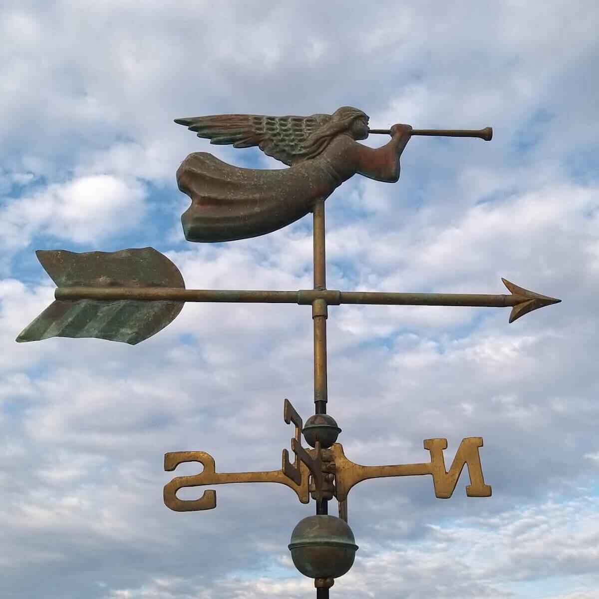 Medium weathered copper angel weathervane
