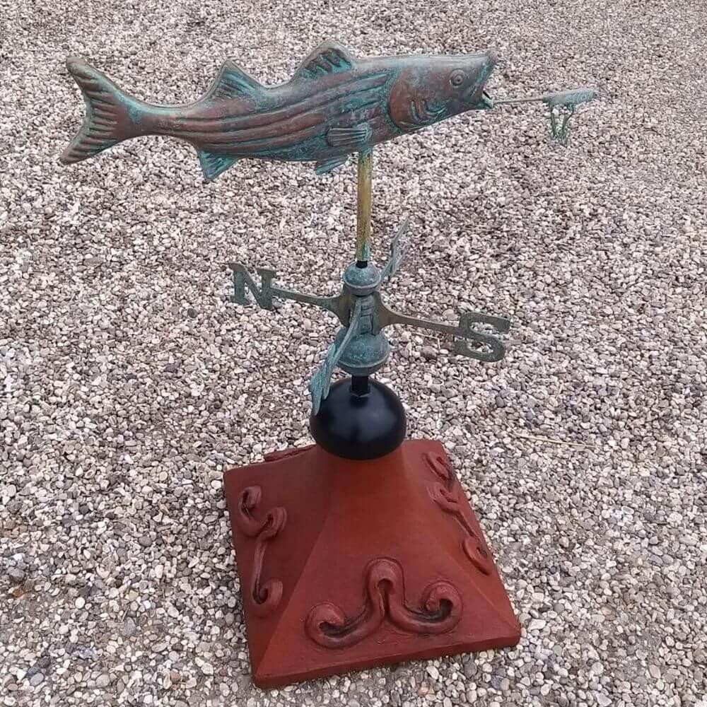 Fish weathervane supplied on a square ridge tile cap