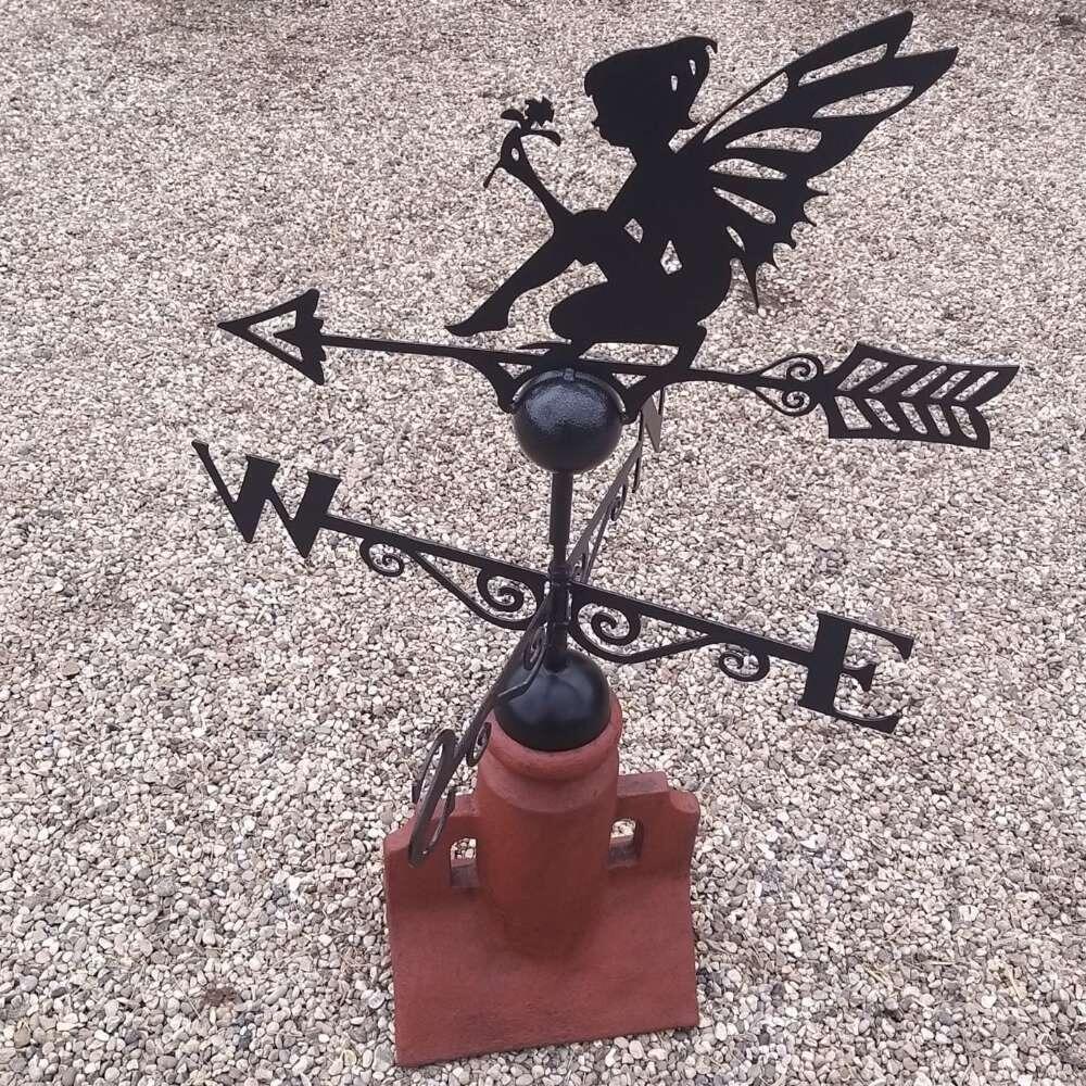 Fairy weathervane supplied on a 45 degree ridge tile finial