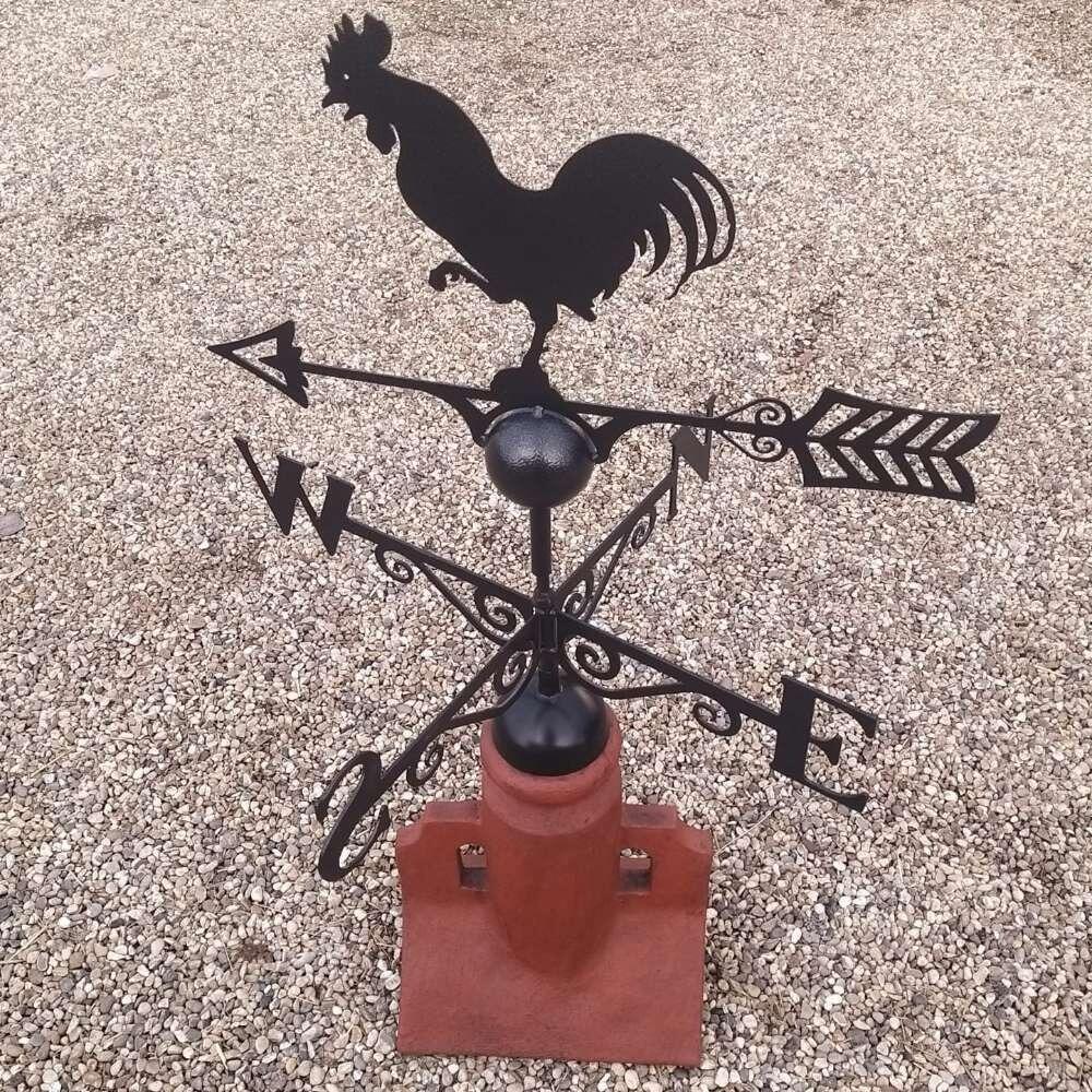 Rooster weathervane supplied on a 45 degree ridge tile finial
